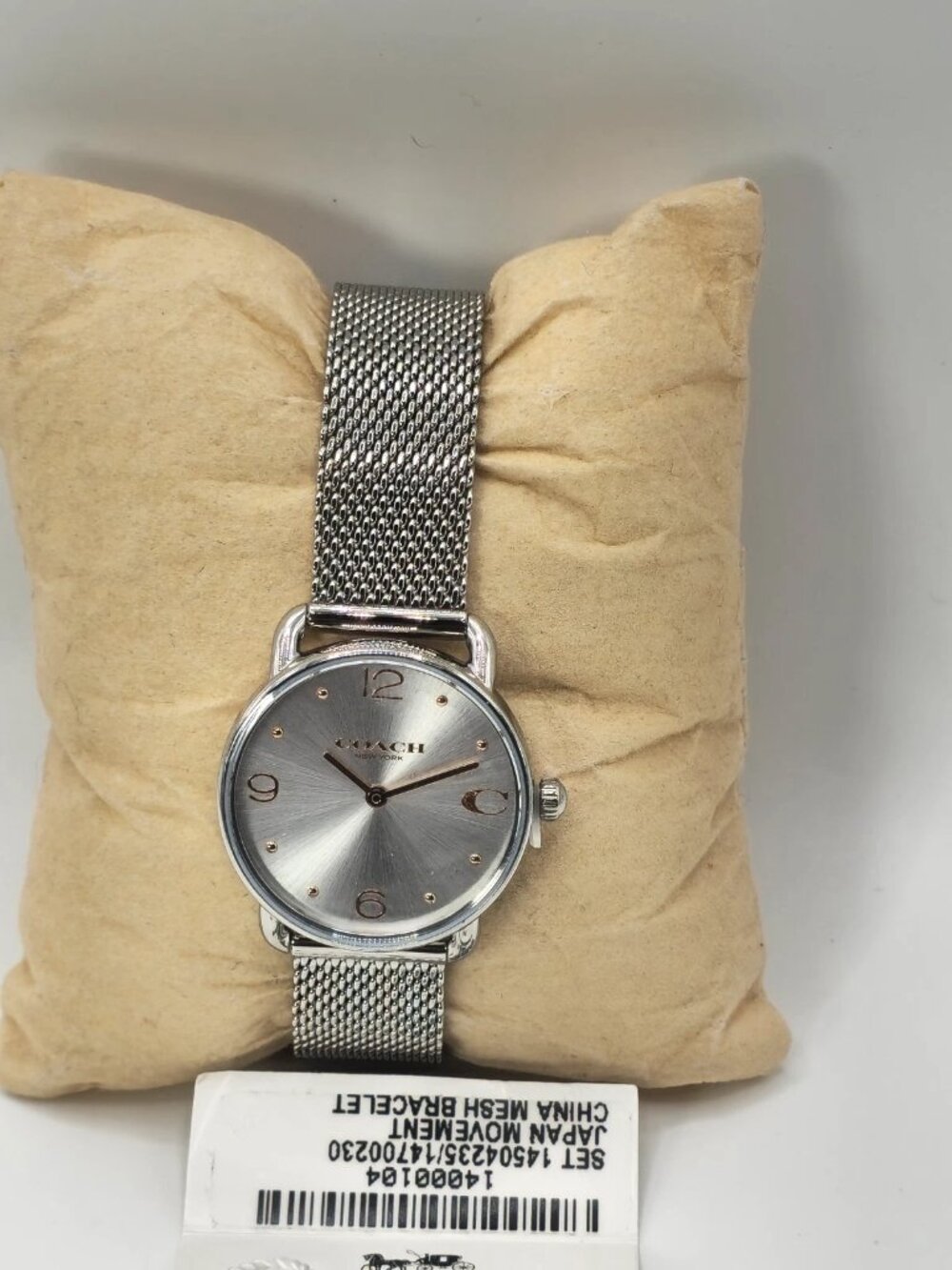 Coach York Women's Silver Mesh Bracelet Watch 34mm